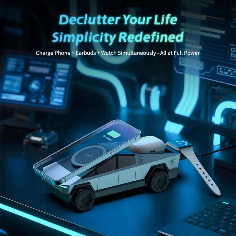 Desktop Cybertruck 3‑in‑1 Magnetic Wireless Charger-