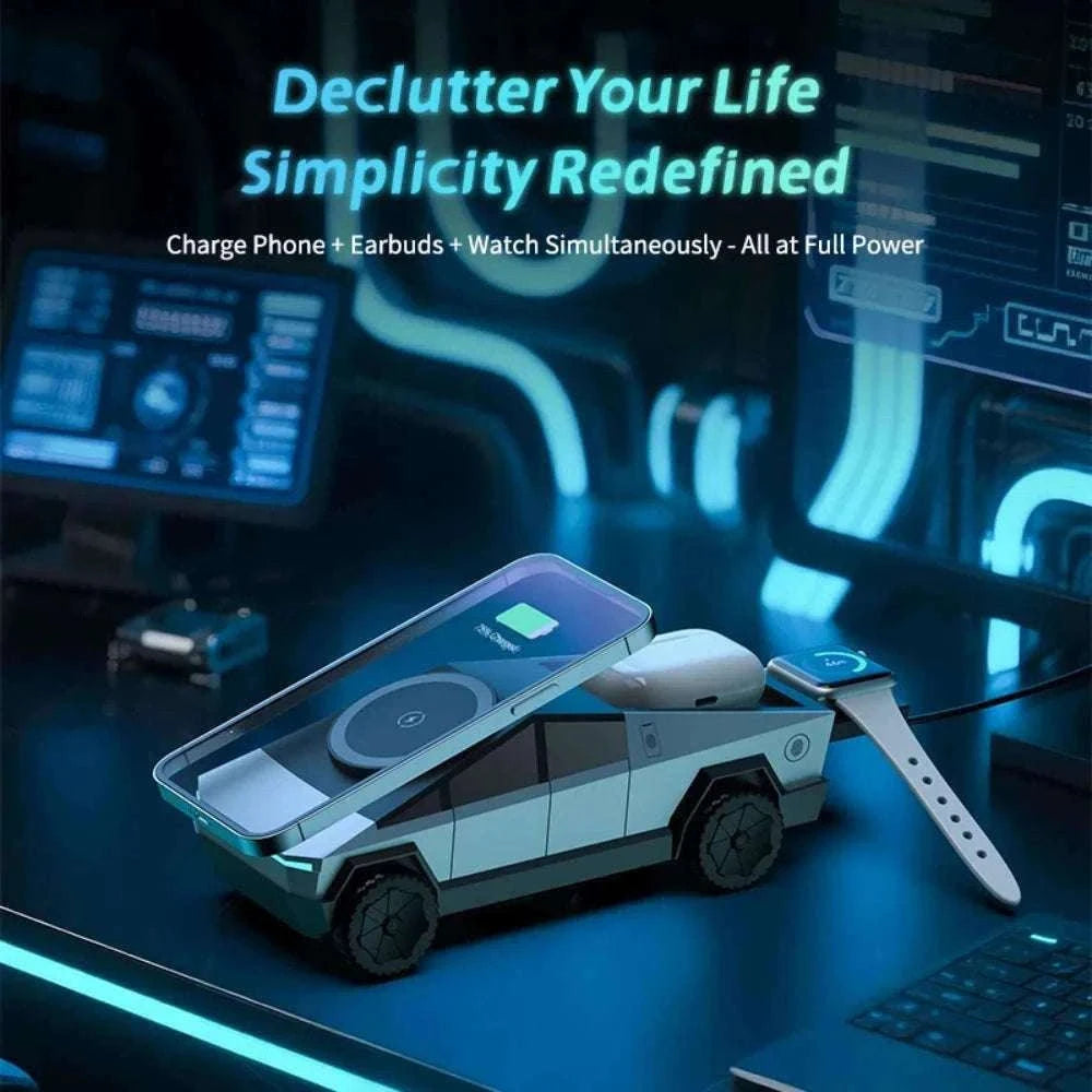 Desktop Cybertruck 3-in-1 Magnetic Wireless Charger-B
