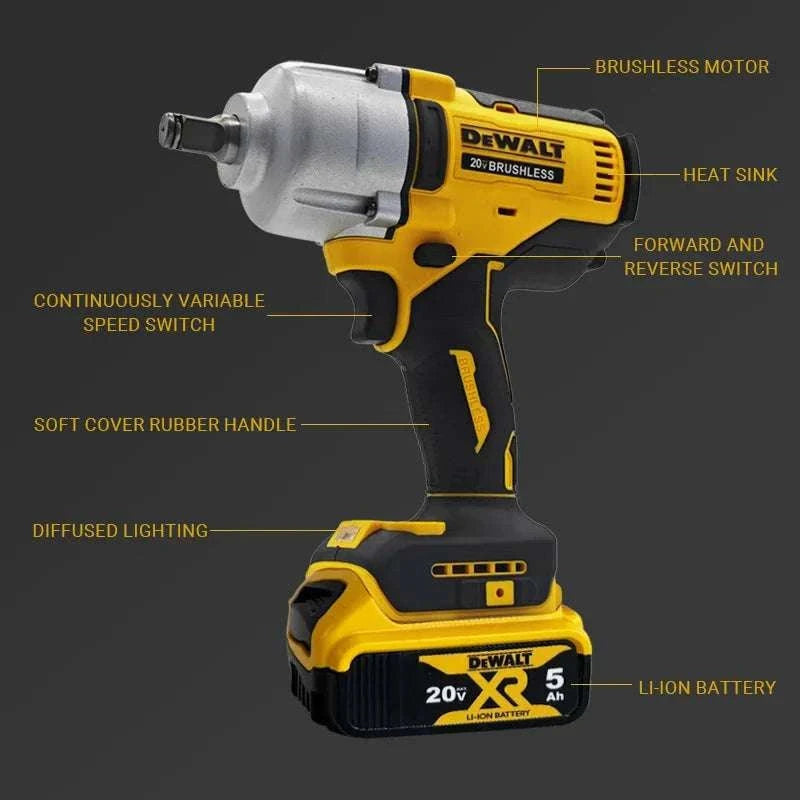 DEWALT 20V Brushless 1/2" Impact Wrench High Torque 3-Speed-900 ONly Tool