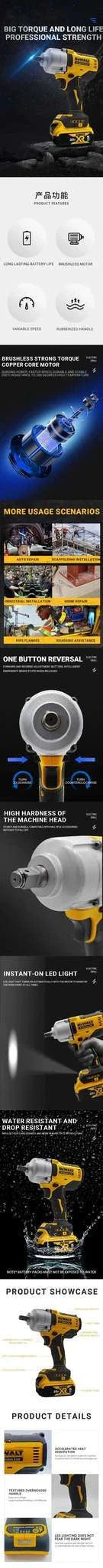 DEWALT 20V Brushless 1/2" Impact Wrench High Torque 3-Speed-900 ONly Tool