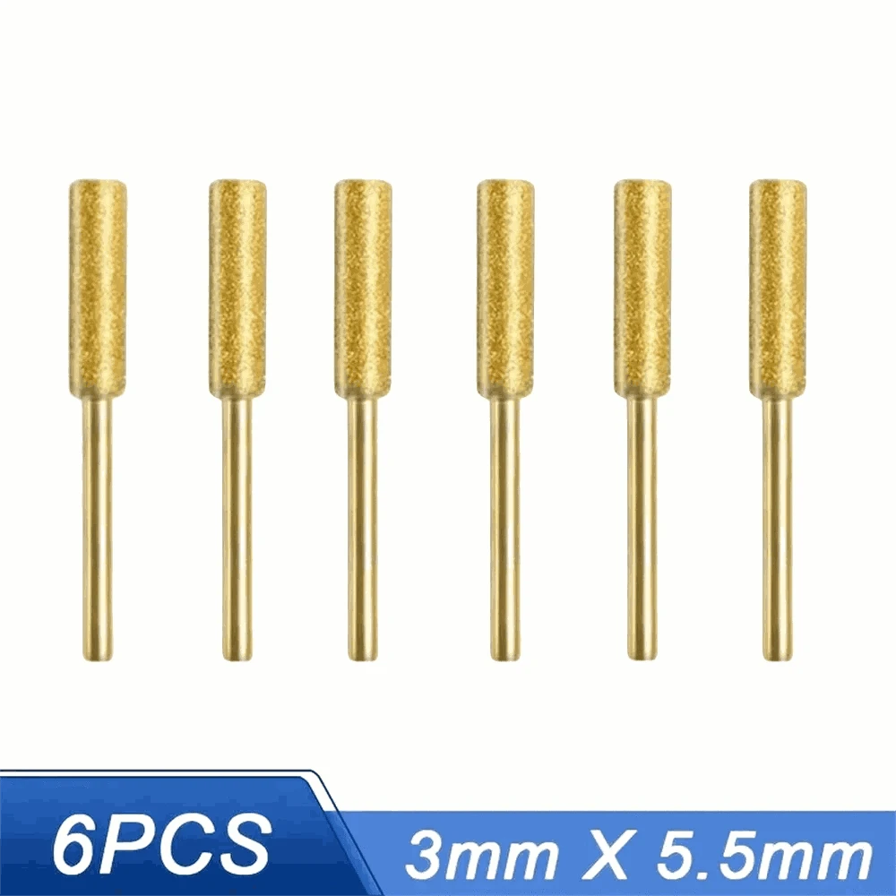Diamond Chainsaw Sharpener Burrs 6-Piece Kit-Golden 5.5mmx6pcs