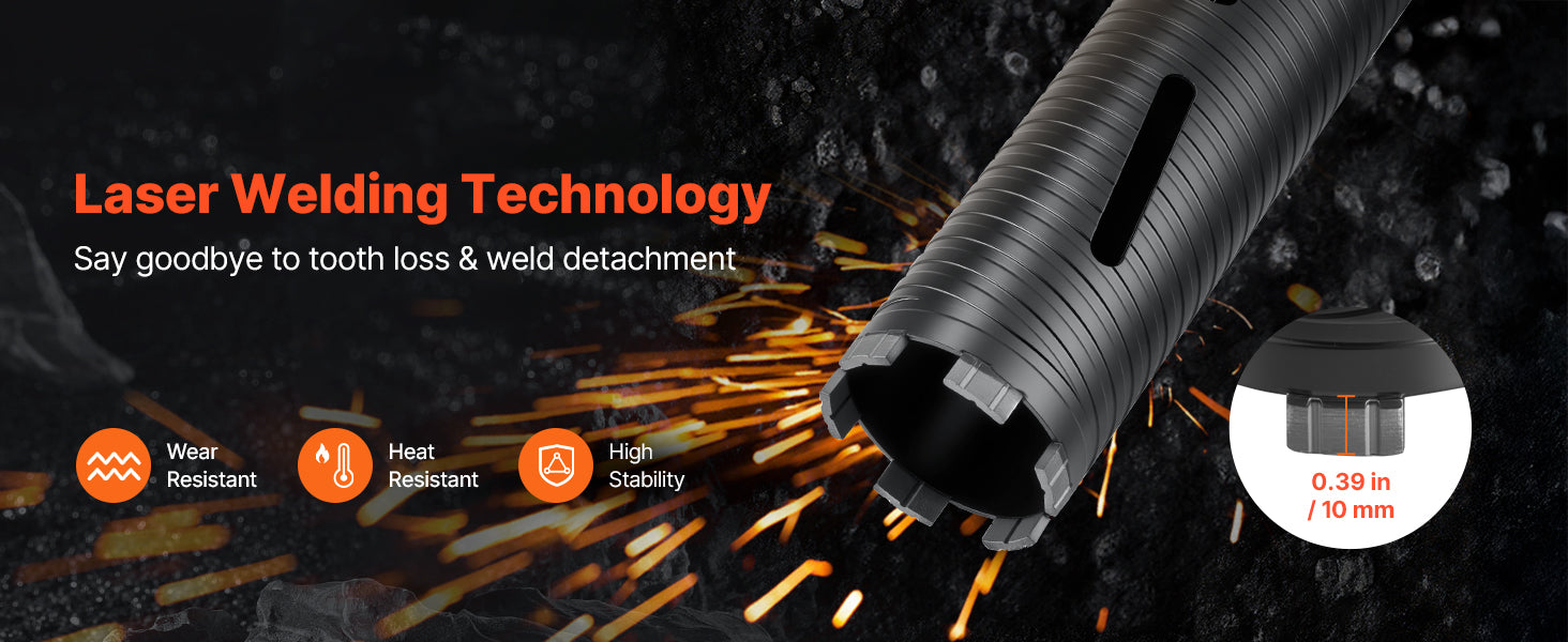 Diamond Core Drill Bit with Adapters for Concrete & Brick Drilling