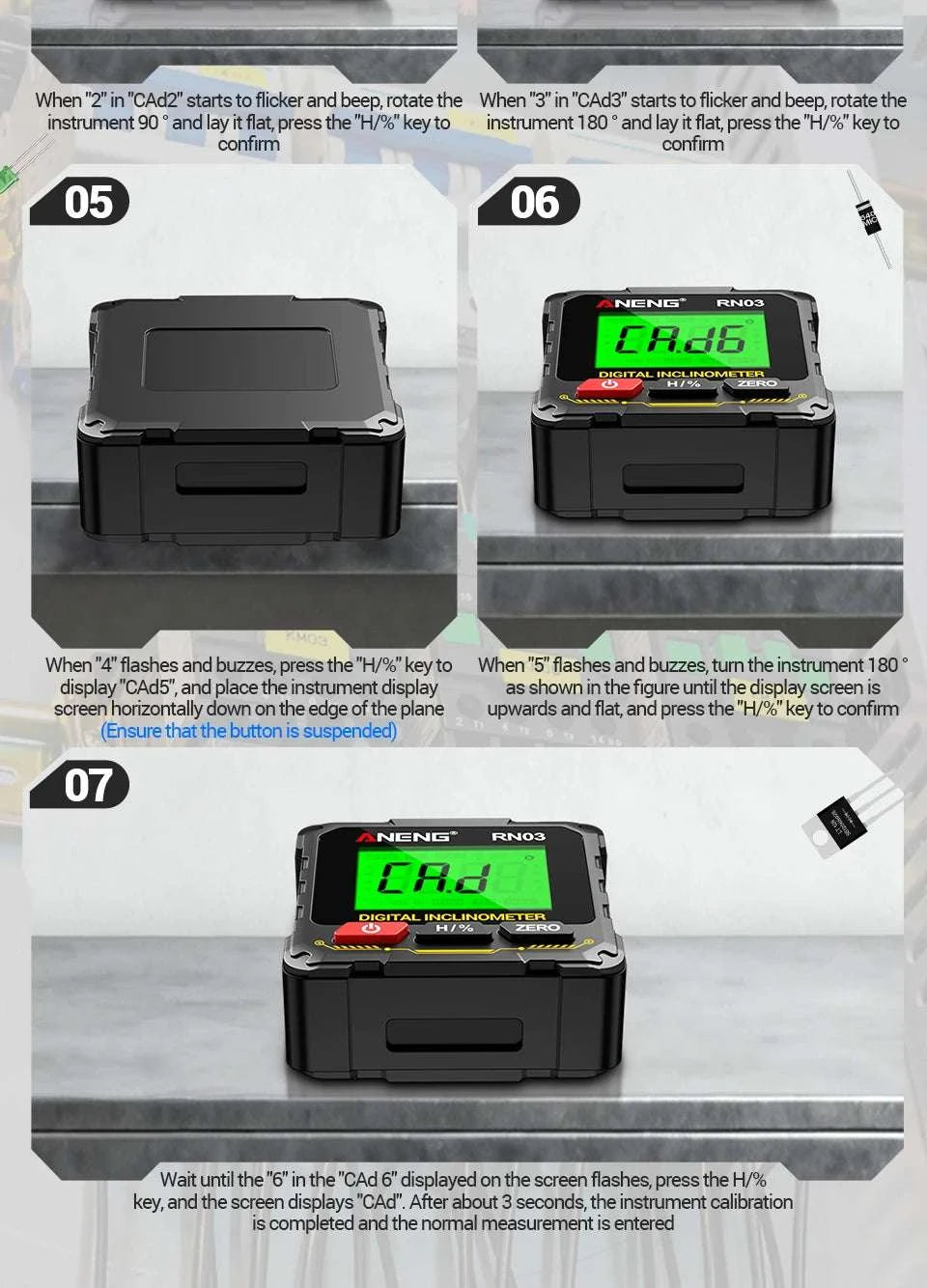Digital Angle Gauge 0.05° Accuracy 360° Magnetic Inclinometer-RN03 with Laser