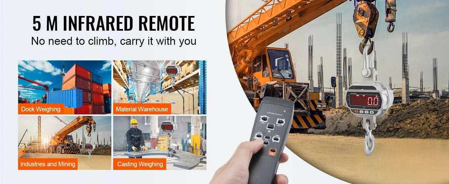 Digital Crane Scale 3000–5000 kg Heavy Duty Hanging Scale with Remote-5000 kg / United States