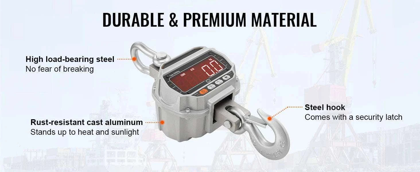 Digital Crane Scale 3000–5000 kg Heavy Duty Hanging Scale with Remote-5000 kg / United States
