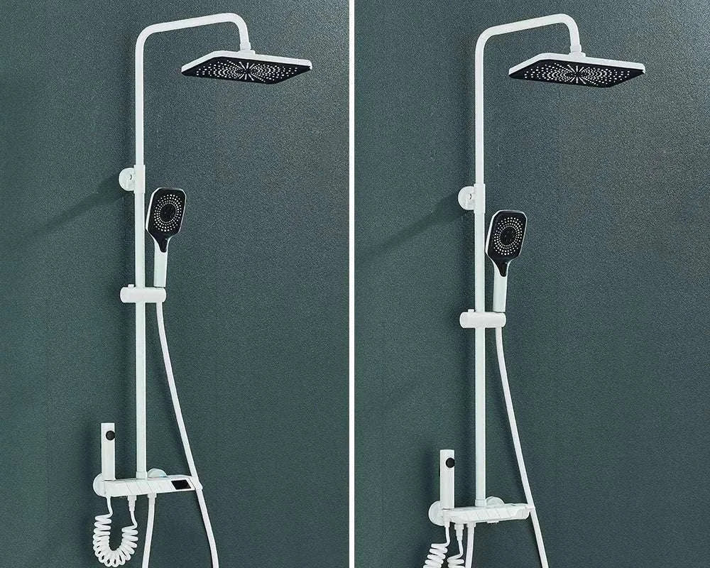 Digital Display Rainfall Shower System with Bidet & Tub Spout-White No Display / China Mainland