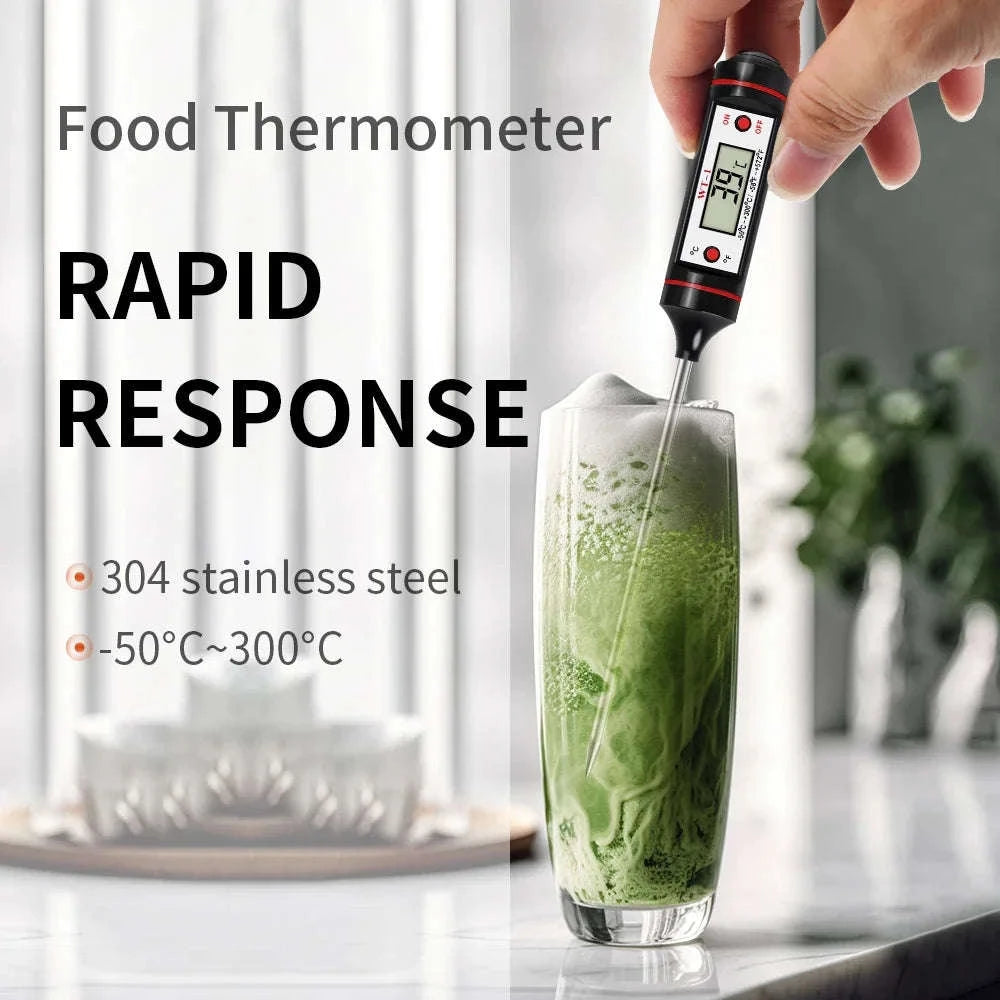Digital Food Thermometer with Probe for Meat, BBQ, Cooking-black / China Mainland