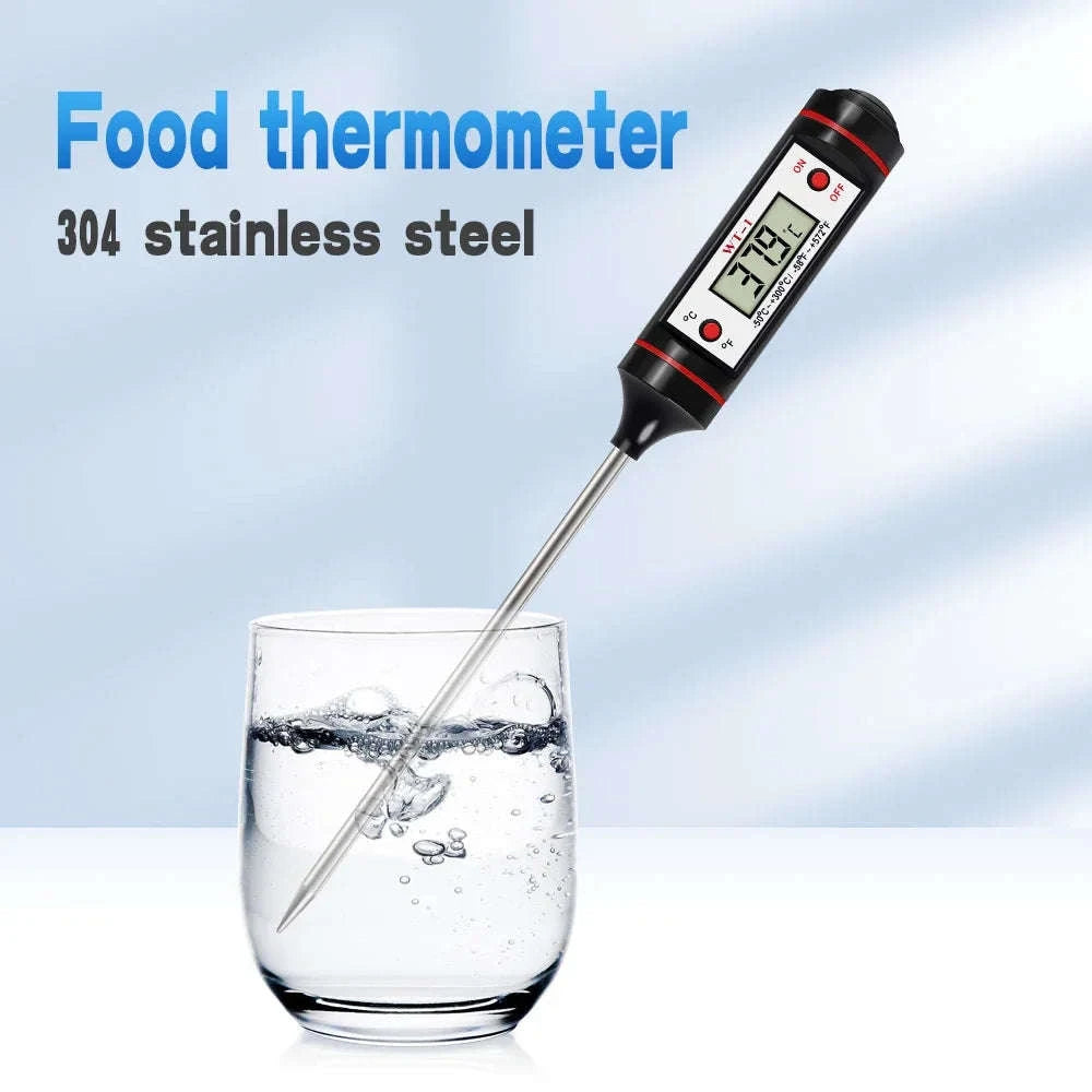 Digital Food Thermometer with Probe for Meat, BBQ, Cooking-black / China Mainland