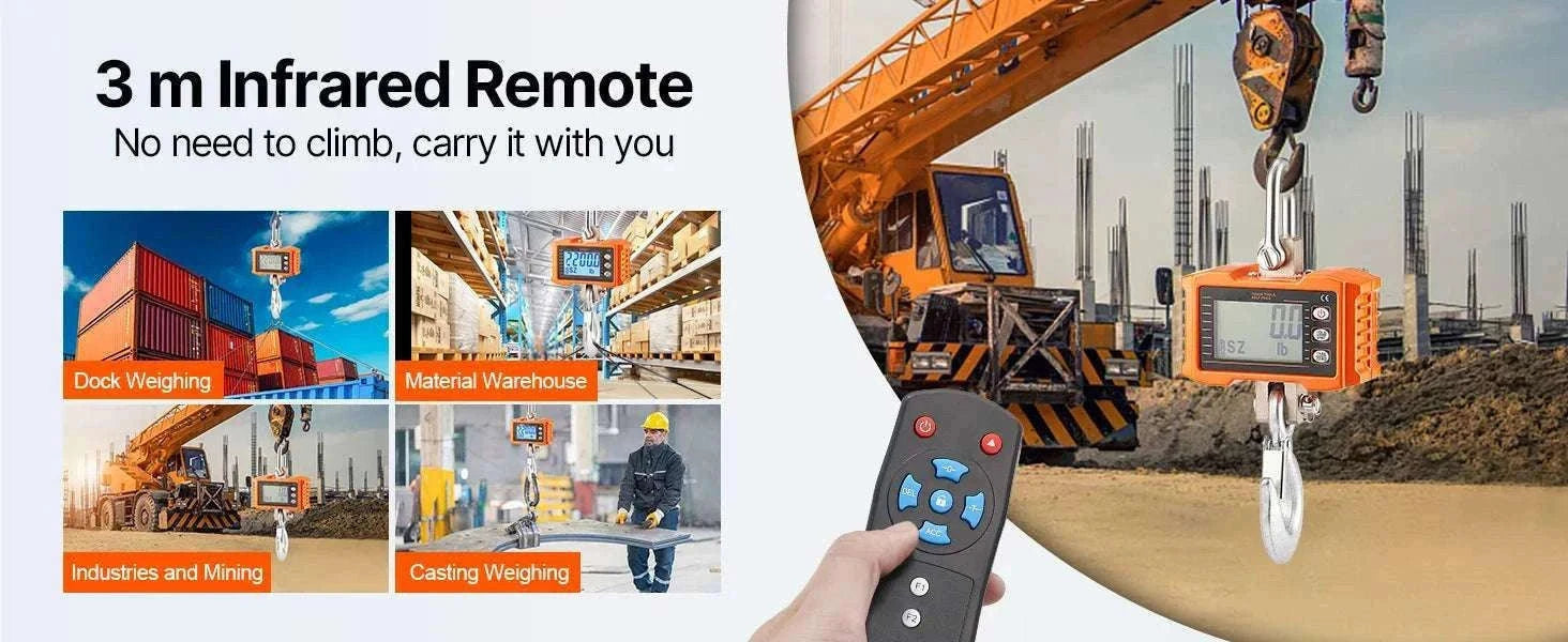 Digital Hanging Crane Scale 1000kg with Remote & LCD Display-1000 kg / GERMANY