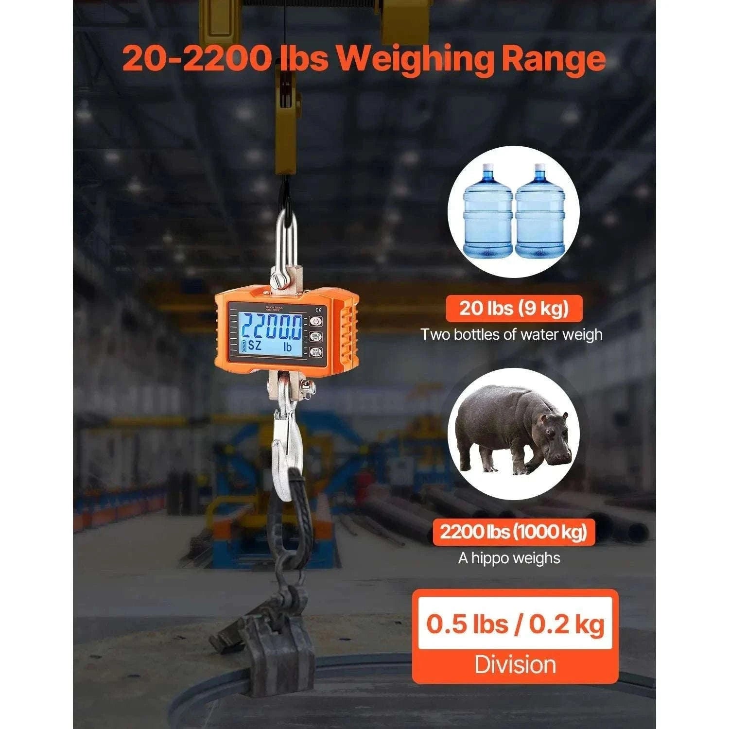 Digital Hanging Crane Scale 1000kg with Remote & LCD Display-1000 kg / GERMANY