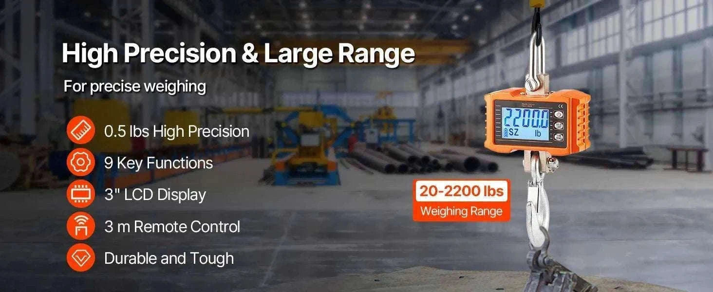 Digital Hanging Crane Scale 1000kg with Remote & LCD Display-1000 kg / GERMANY