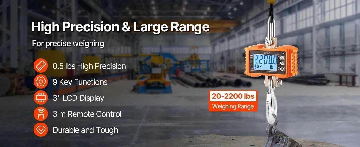 Digital Hanging Crane Scale 1000kg with Remote & LCD Display-1000 kg / GERMANY