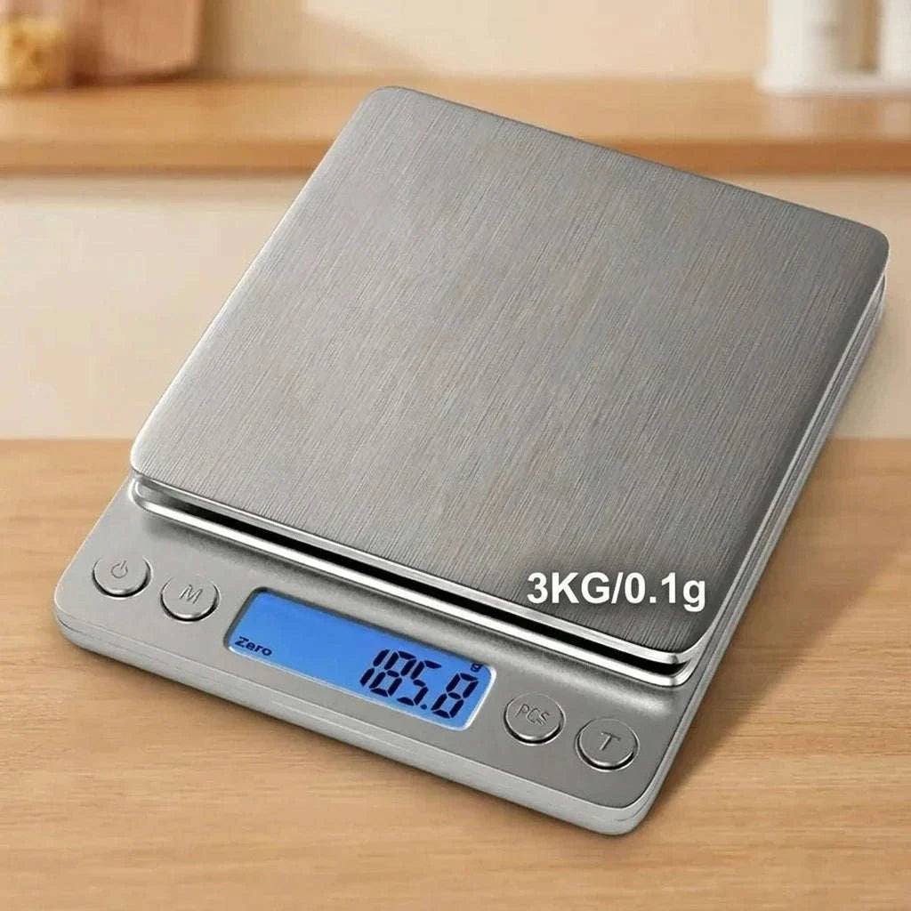 Digital Kitchen Scale with LCD Display & Stainless Steel 3kg Capacity-United States / 0.1g 3kg