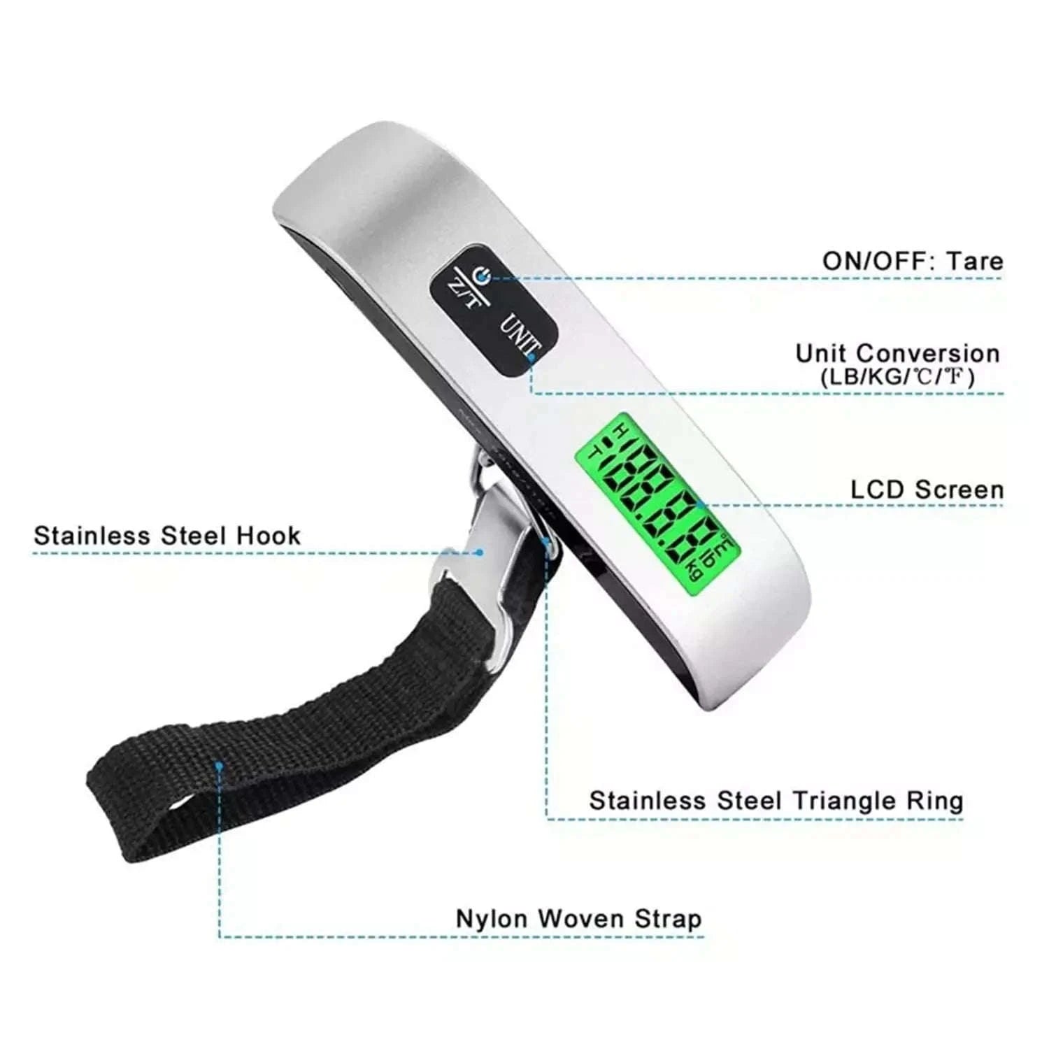 Digital Luggage Scale 110lb/50kg-Silver