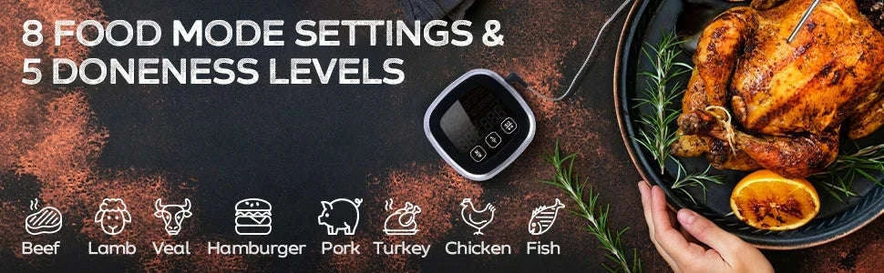 Digital Meat Thermometer with Probe and Timer for BBQ, Oven Cooking-1 Probe HD screen