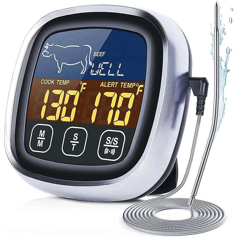 Digital Meat Thermometer with Probe and Timer for BBQ, Oven Cooking-1 Probe HD screen