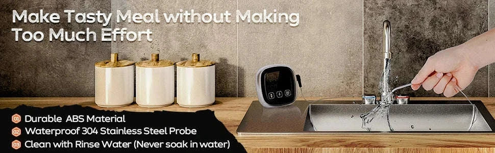 Digital Meat Thermometer with Probe and Timer for BBQ, Oven Cooking-1 Probe HD screen
