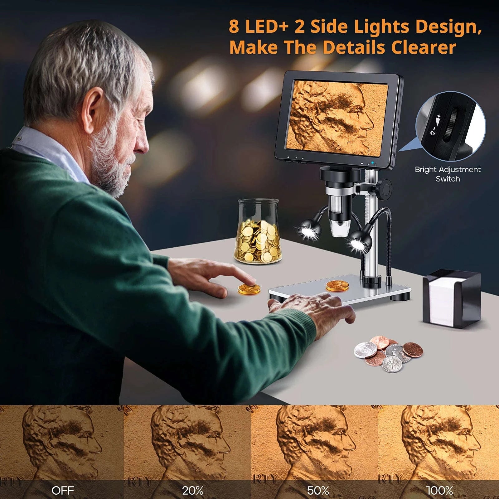Digital Microscope 1200X for Soldering, Coins & PCB Inspection-DM9 / 1200X