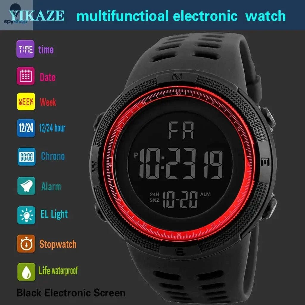 Digital Military Sports Watch for Active Men, Teens & Kids-Red