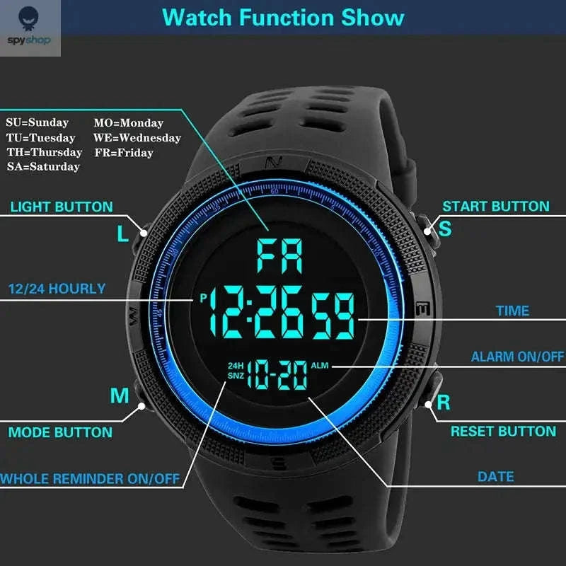 Digital Military Sports Watch for Active Men, Teens & Kids-Red
