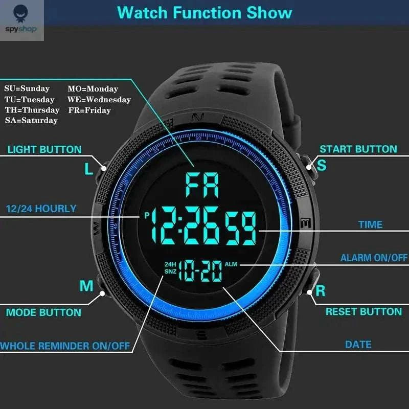 Digital Military Sports Watch for Active Men, Teens & Kids-Red