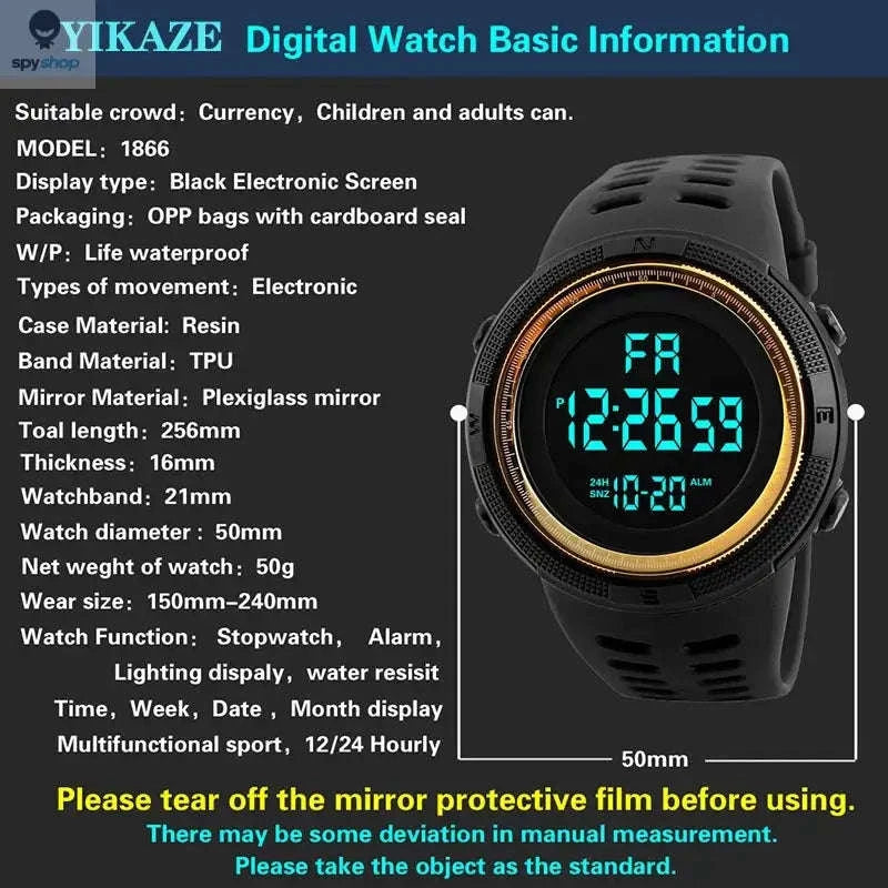 Digital Military Sports Watch for Active Men, Teens & Kids-Red