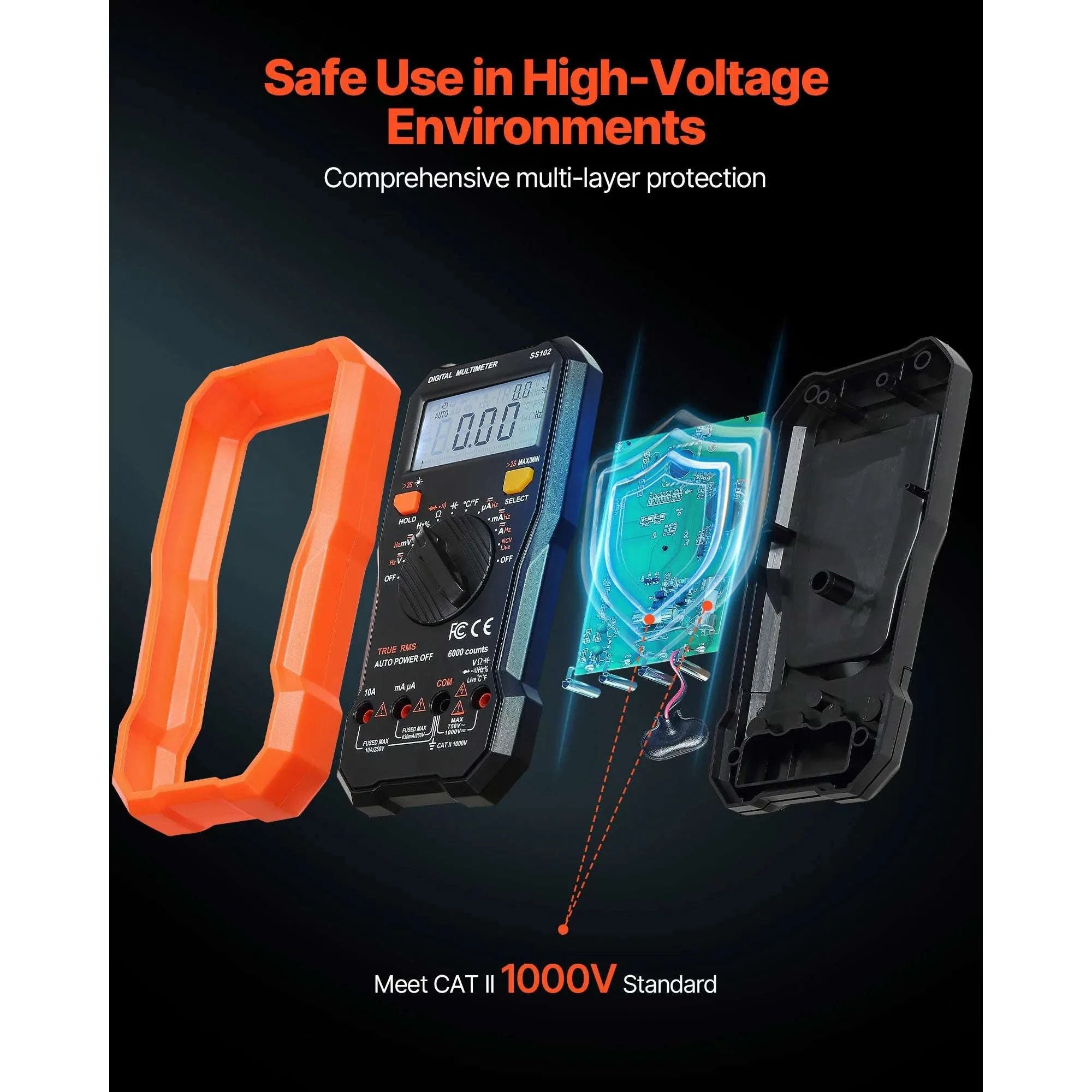 Digital Multimeter 6000 Count TRMS Auto-Ranging Voltage Tester-750VAC 1000VDC / United States