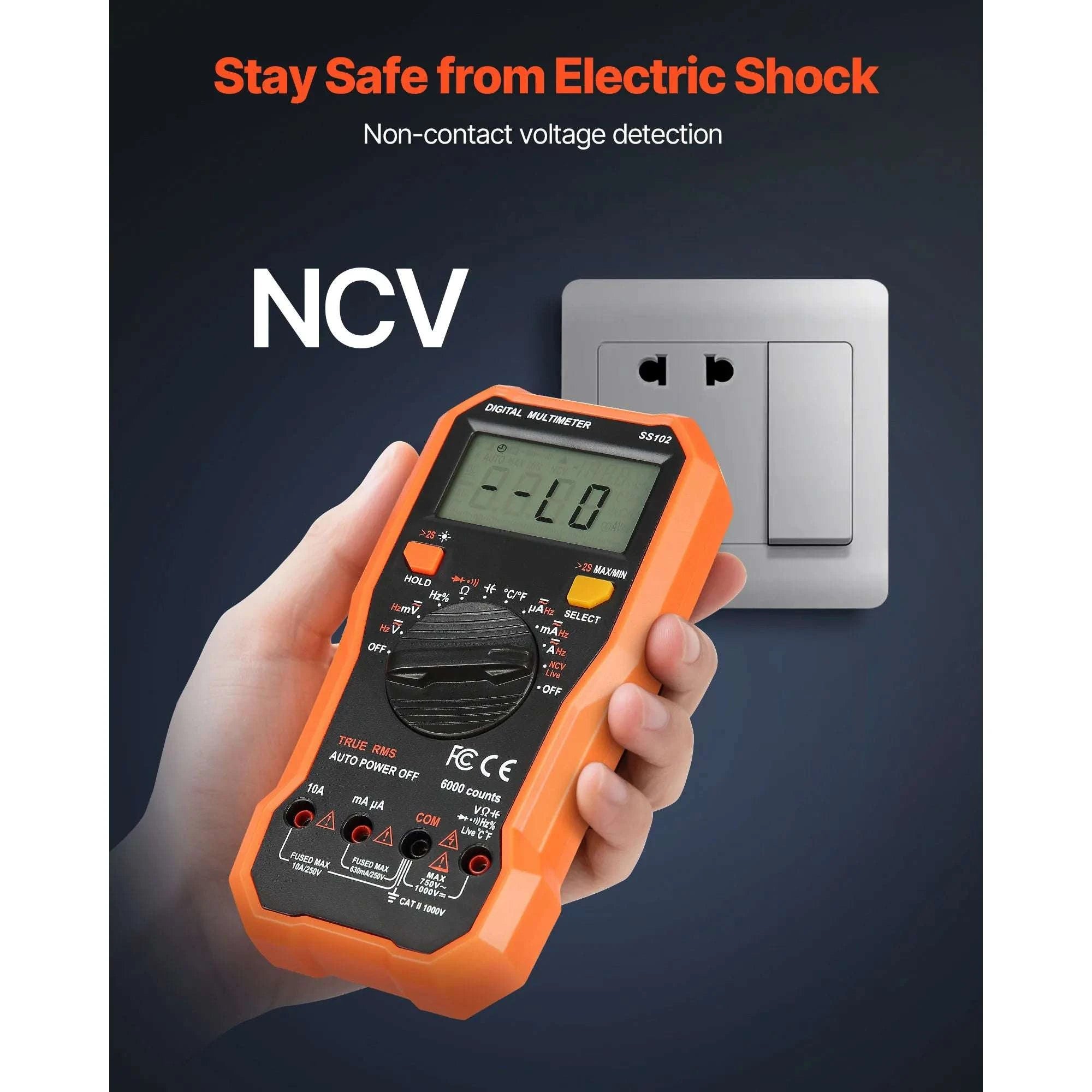 Digital Multimeter 6000 Count TRMS Auto-Ranging Voltage Tester-750VAC 1000VDC / United States