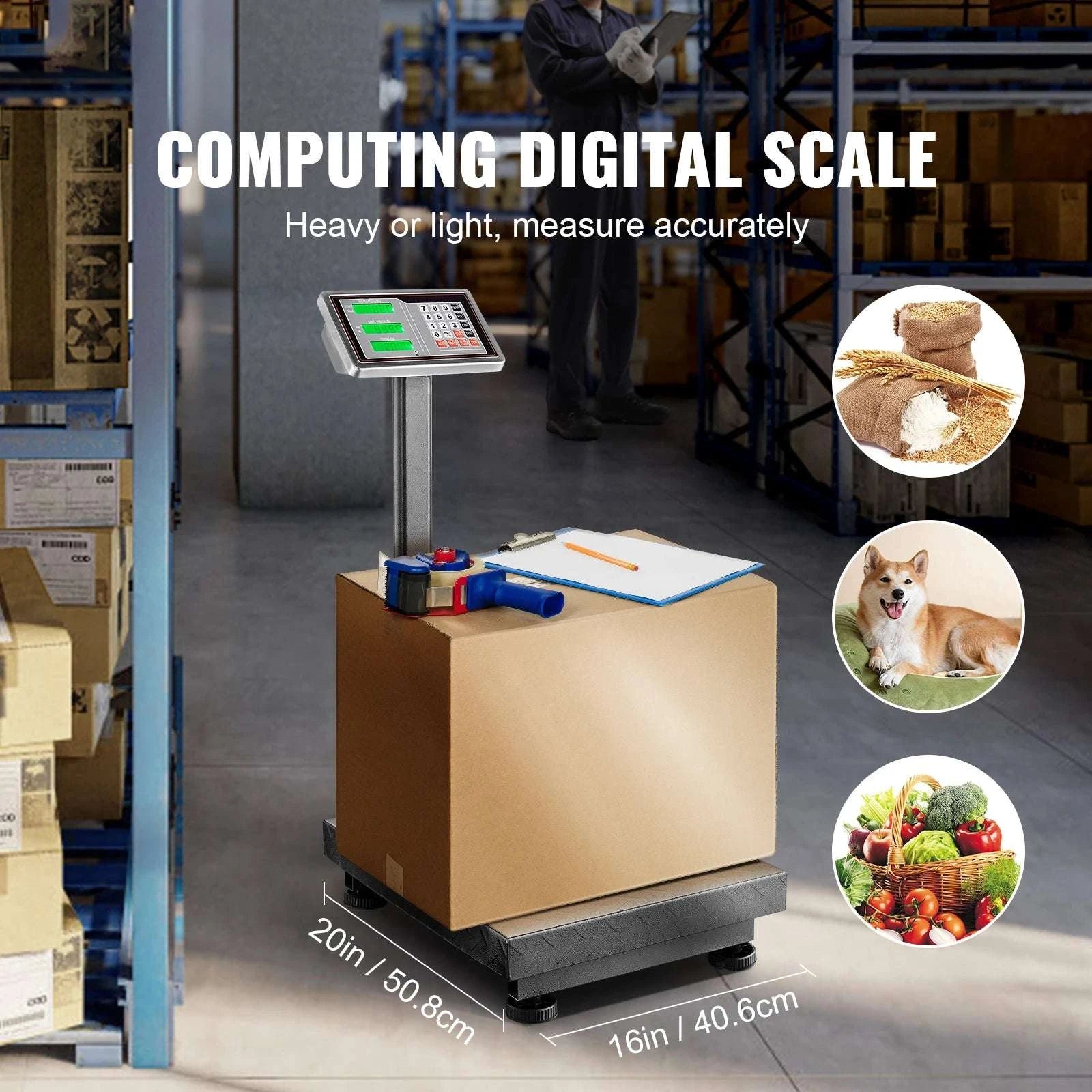 Digital Platform Scale 660 lbs High Accuracy Price Computing Display-United States