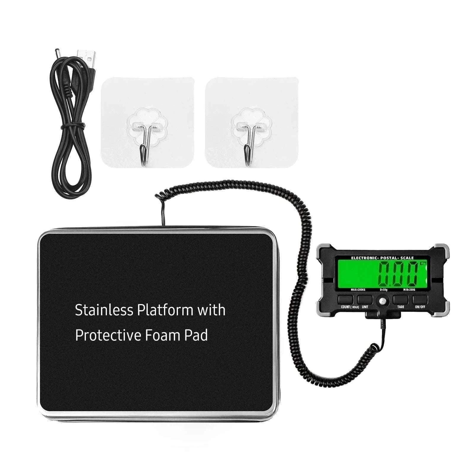 Digital Postal Scale 200kg Capacity with LCD Backlight Display-120kg 10g