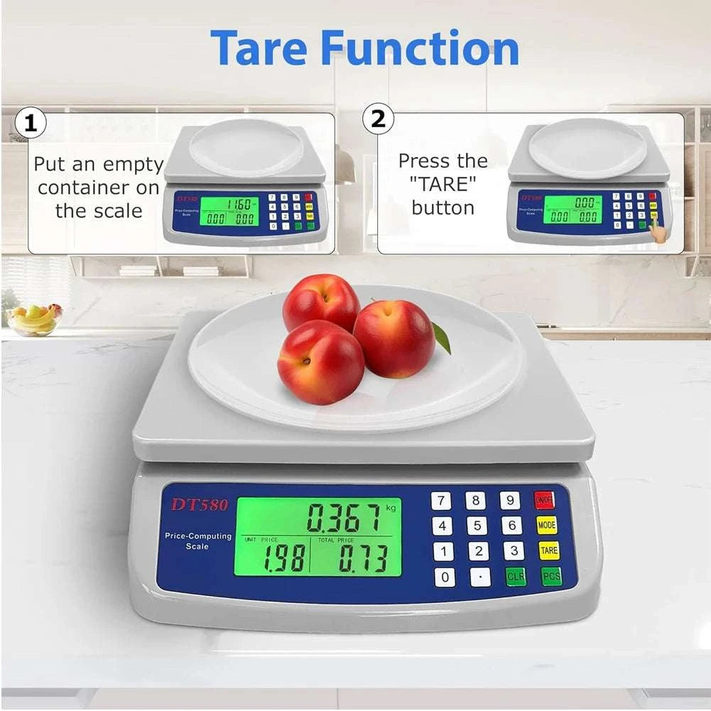Digital Price Computing Scale 30kg 1g LCD Stainless Steel Platform-White / 40kg