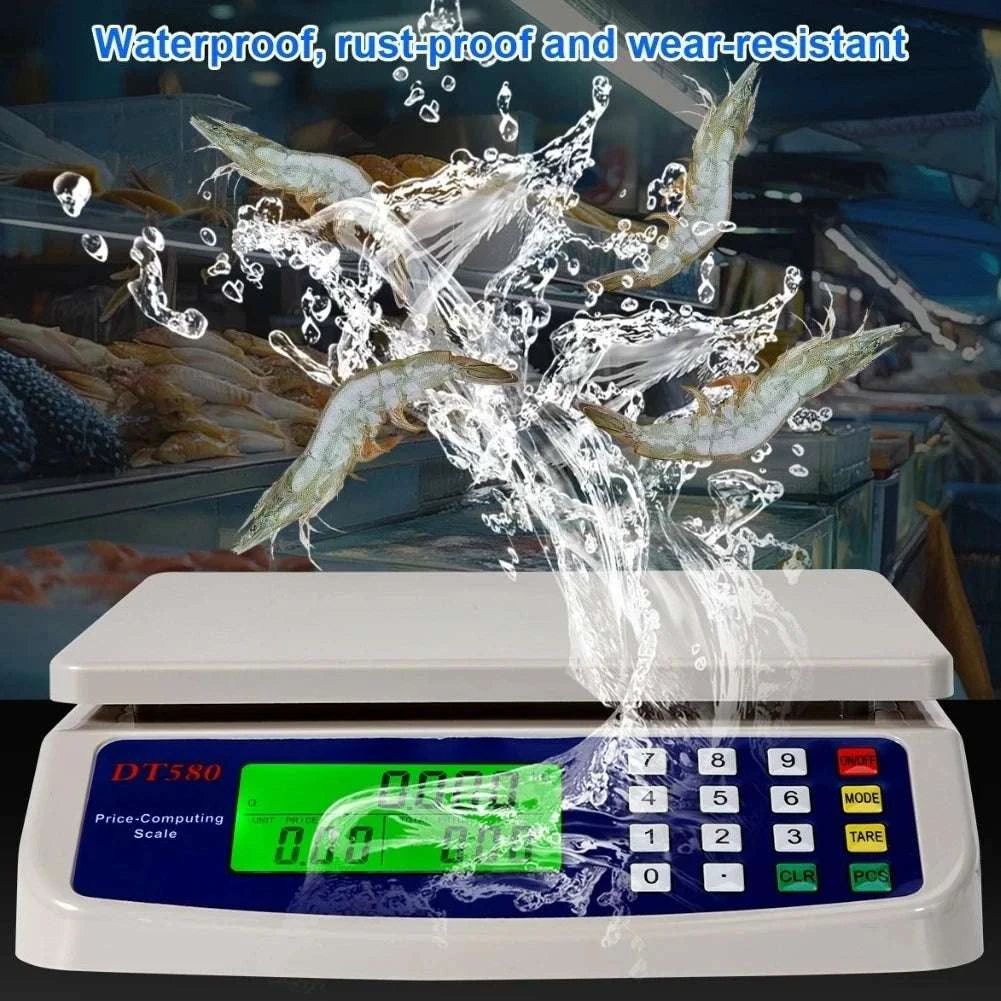 Digital Price Computing Scale 30kg 1g LCD Stainless Steel Platform-White / 40kg