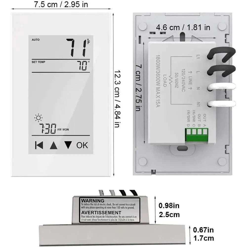 Digital Programmable Thermostat for Floor Heating with LCD Display-United States