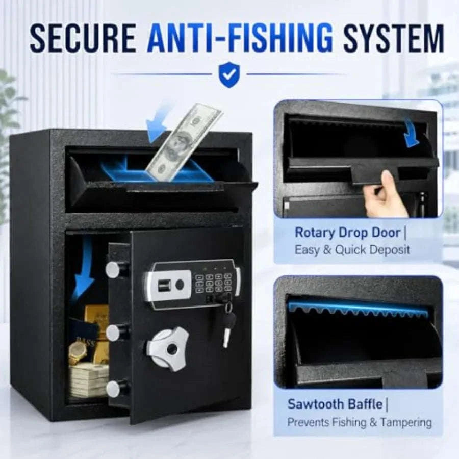 Digital Safe Box for Documents with Fireproof Waterproof Bag-United States / black