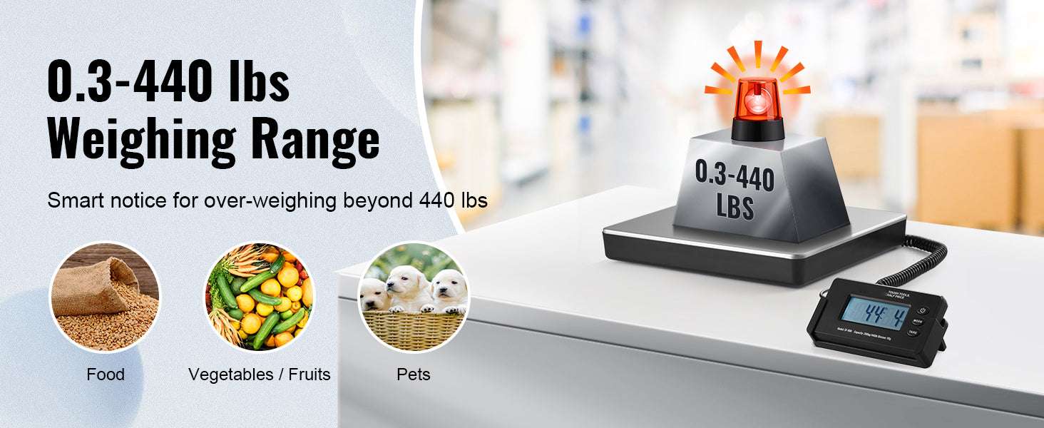 Digital Shipping Scale 440 lb Capacity with LCD & Tare Function-440 lbs / CZECH REPUBLIC