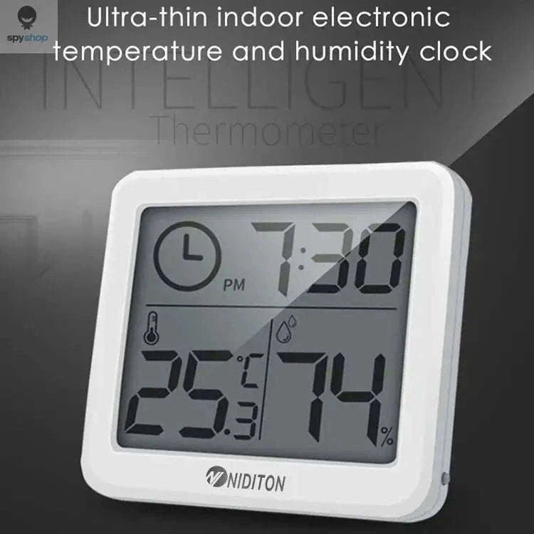 Digital Temperature Humidity Clock with LED Display-White with battery