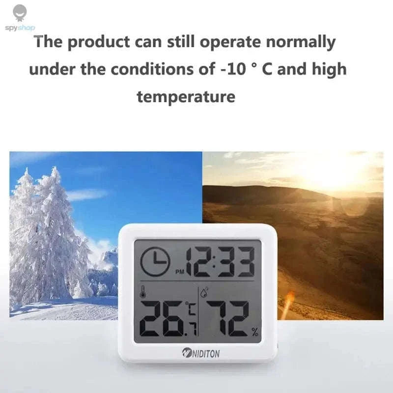 Digital Temperature Humidity Clock with LED Display-White with battery