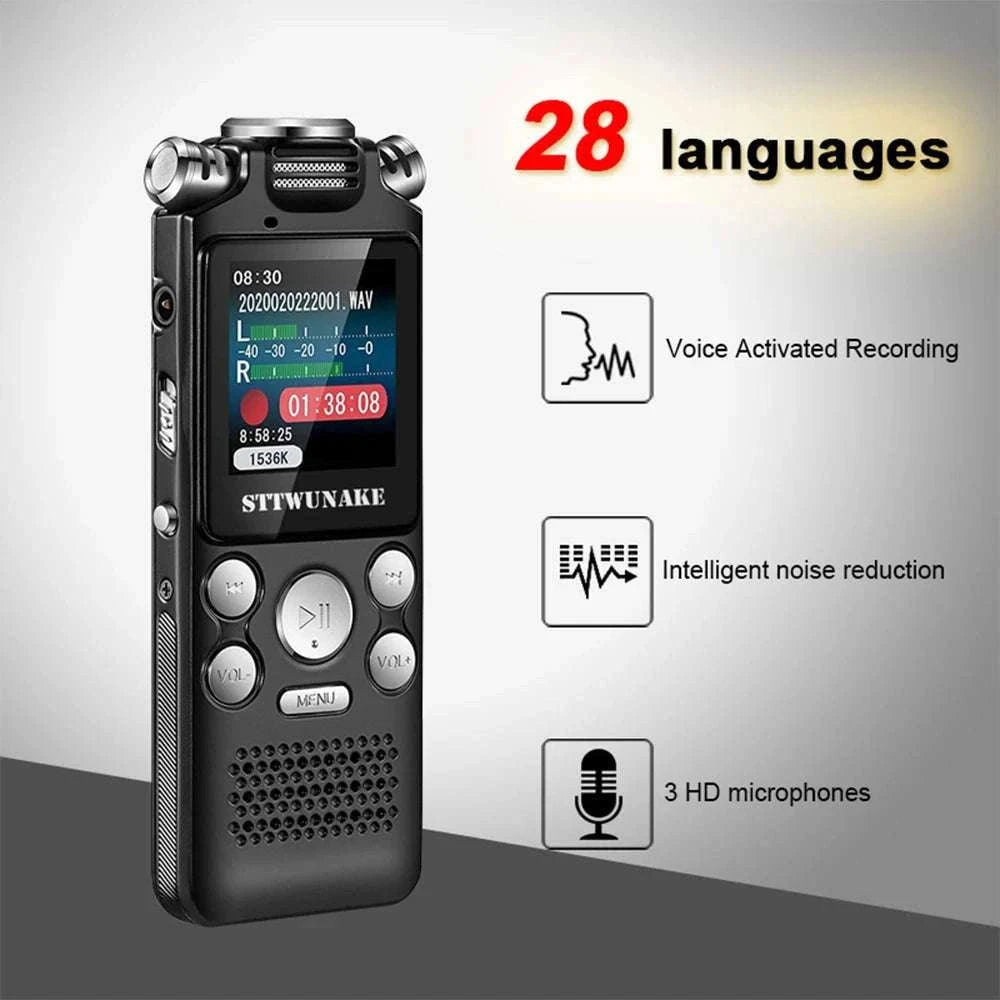 Digital Voice Recorder with Noise Reduction & 24h Recording Time-black / 32 GB