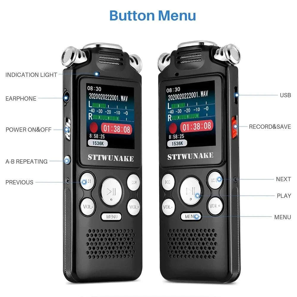 Digital Voice Recorder with Noise Reduction & 24h Recording Time-black / 32 GB