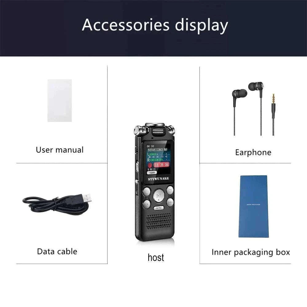 Digital Voice Recorder with Noise Reduction & 24h Recording Time-black / 32 GB