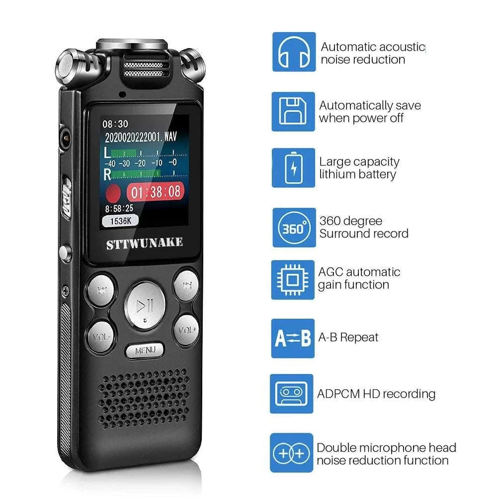 Digital Voice Recorder with Noise Reduction & 24h Recording Time-black / 32 GB