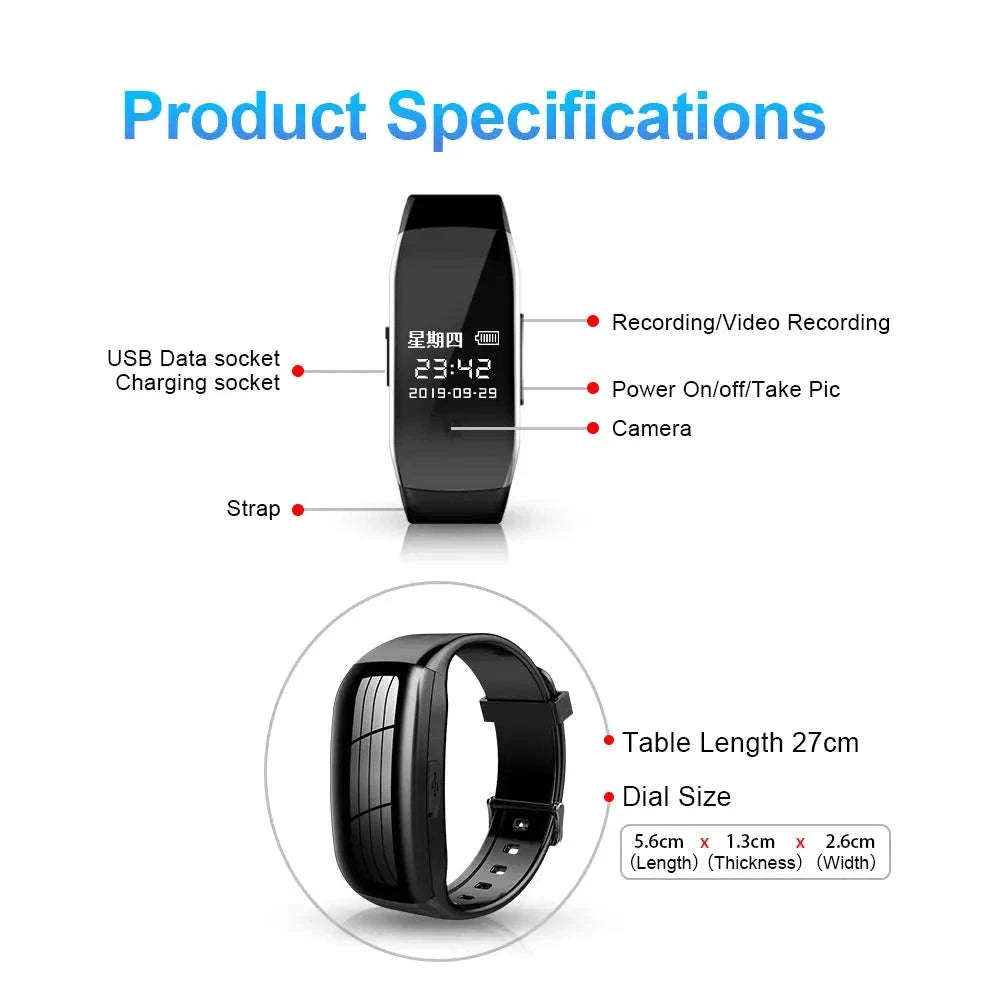 Digital Watch Mini Camera D5 – Discreet Wearable HD Recorder with 32GB-Built in 16GB