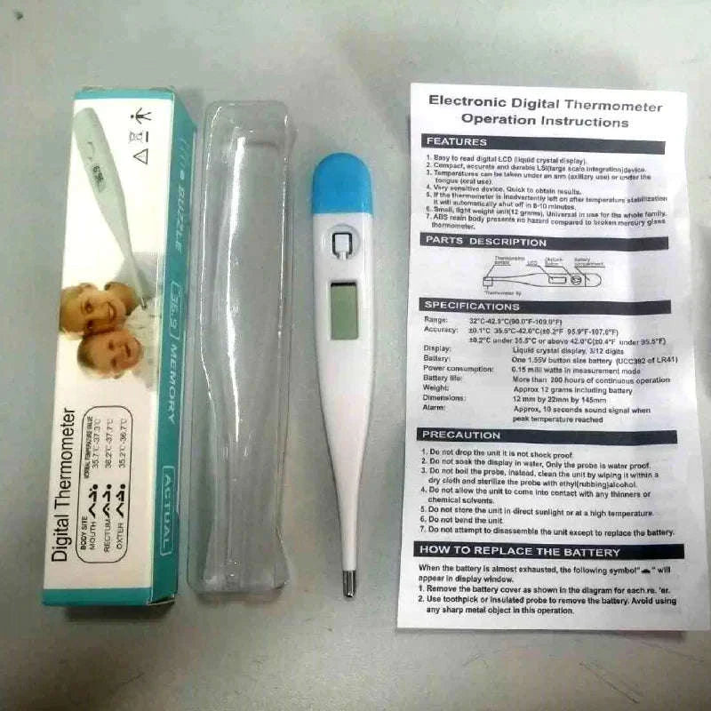 Digital Water Thermometer for Oral, Armpit, and Bath Readings-Dark Blue