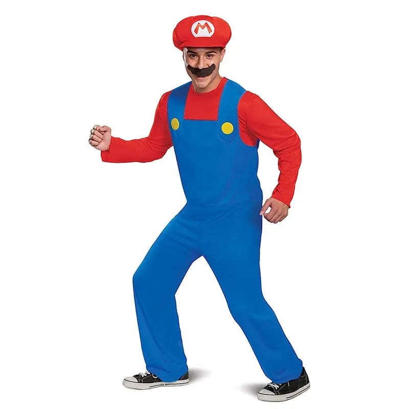 Disguise Men's Mario Costume for Adults with Hat and Mustache-S(155-165CM) / 02