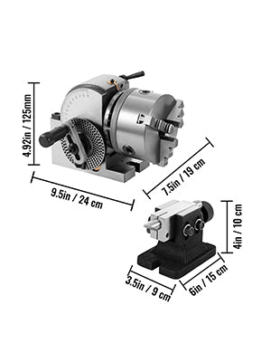 Semi-Universal Dividing Head 4"/5" 3-Jaw Chuck Milling Indexer Set