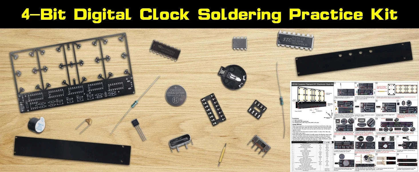 DIY Digital Alarm Clock Soldering Kit with Adjustable LED Display-Default Title