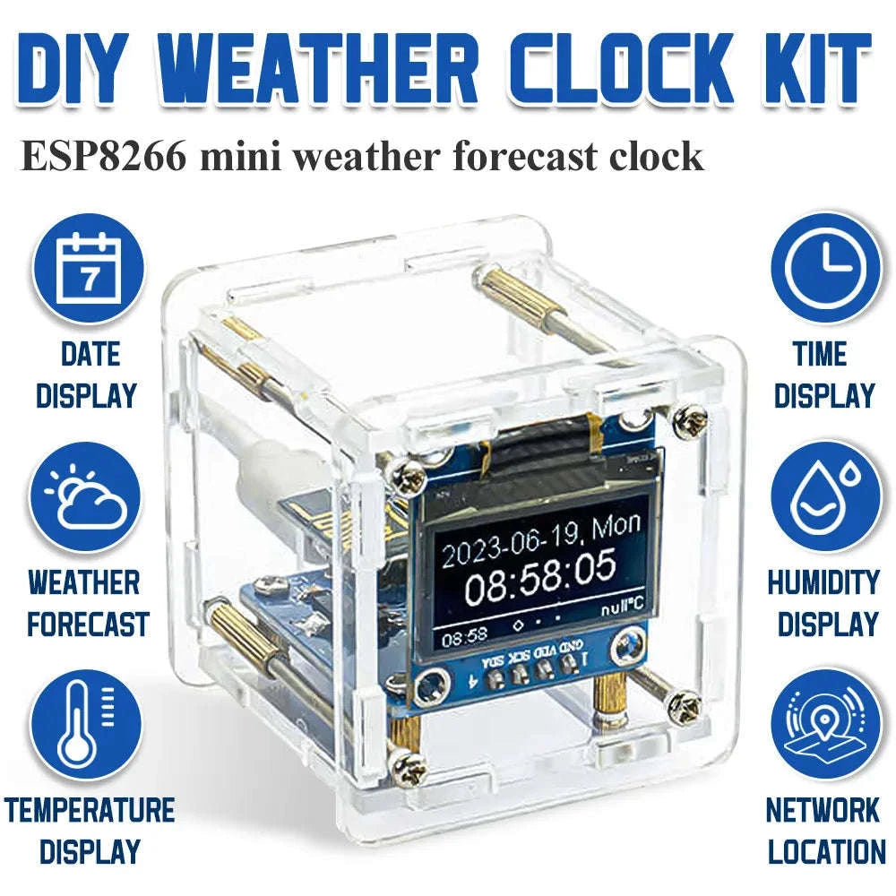 DIY Digital Clock Kit ESP8266 Mini WiFi Weather Station-Default Title