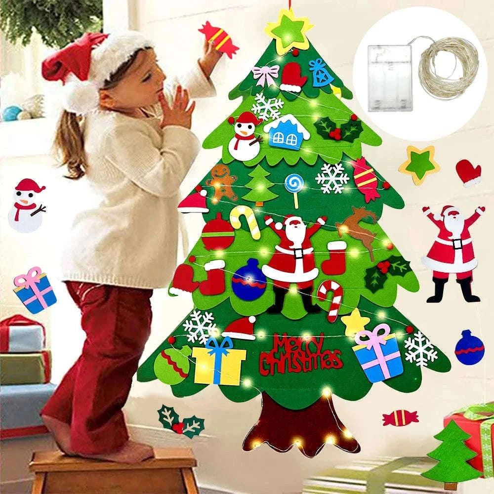 DIY Felt Christmas Tree for Kids with Reusable Ornaments-PB-32pcs 5M light / 1M