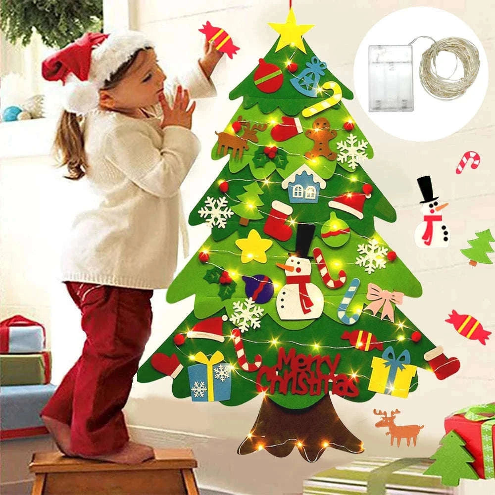 DIY Felt Christmas Tree for Kids with Reusable Ornaments-PB-32pcs 5M light / 1M
