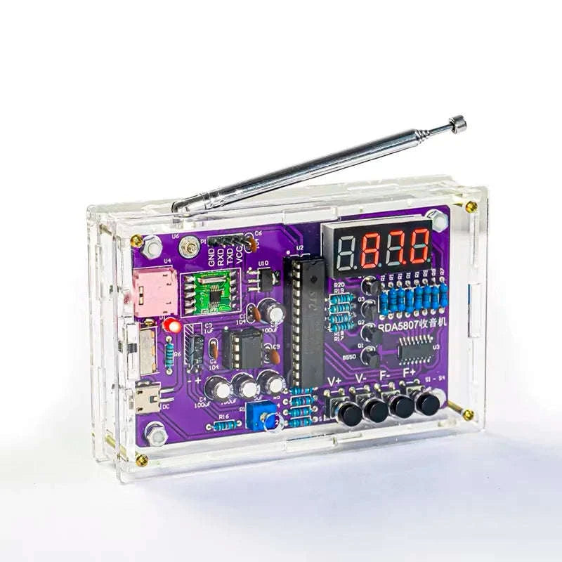 DIY FM Radio Electronic Kit 87-108MHz Adjustable Frequency Digital Display Soldering Project Practice Solder RDA5807S-HU 017B With Shell / China Mainland